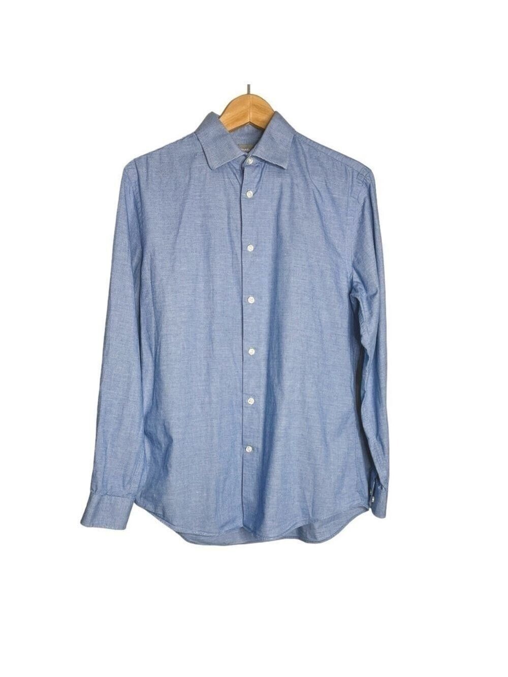 Michael Kors Slim Fit Blue Striped Long Sleeve Button Up Dress Shirt-size M/15.5